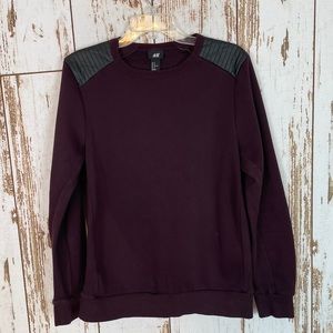 Men’s H&M Burgundy Leather Shoulder Sweater Medium